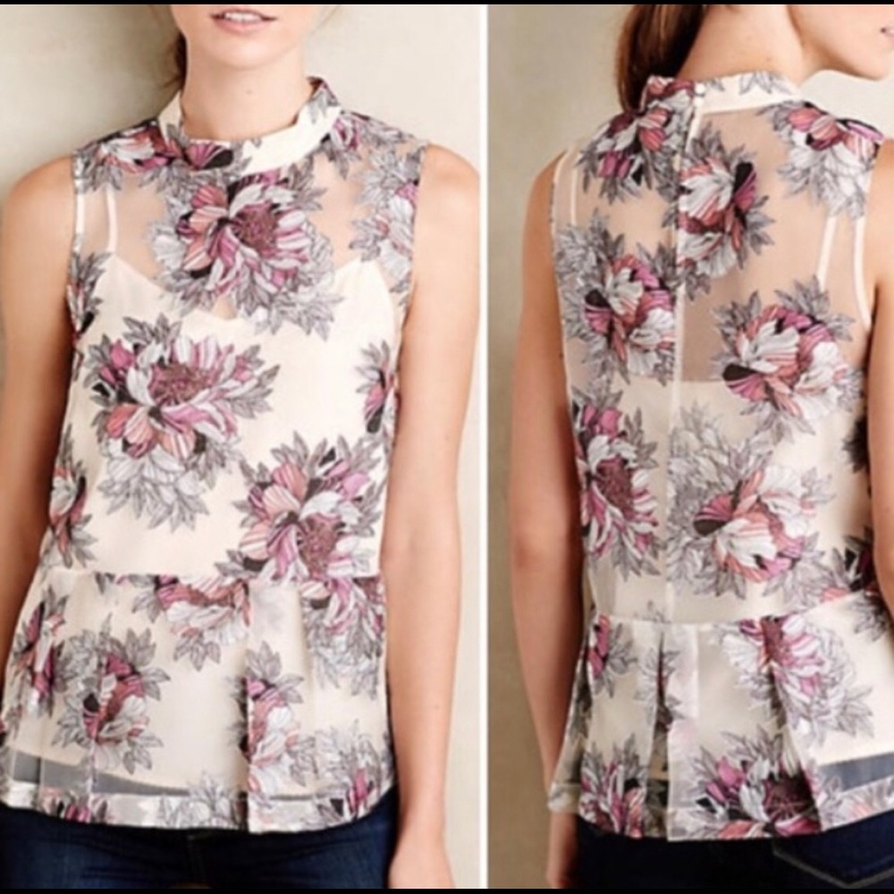 Anthro Moulinette Soeurs Floral Peplum Top